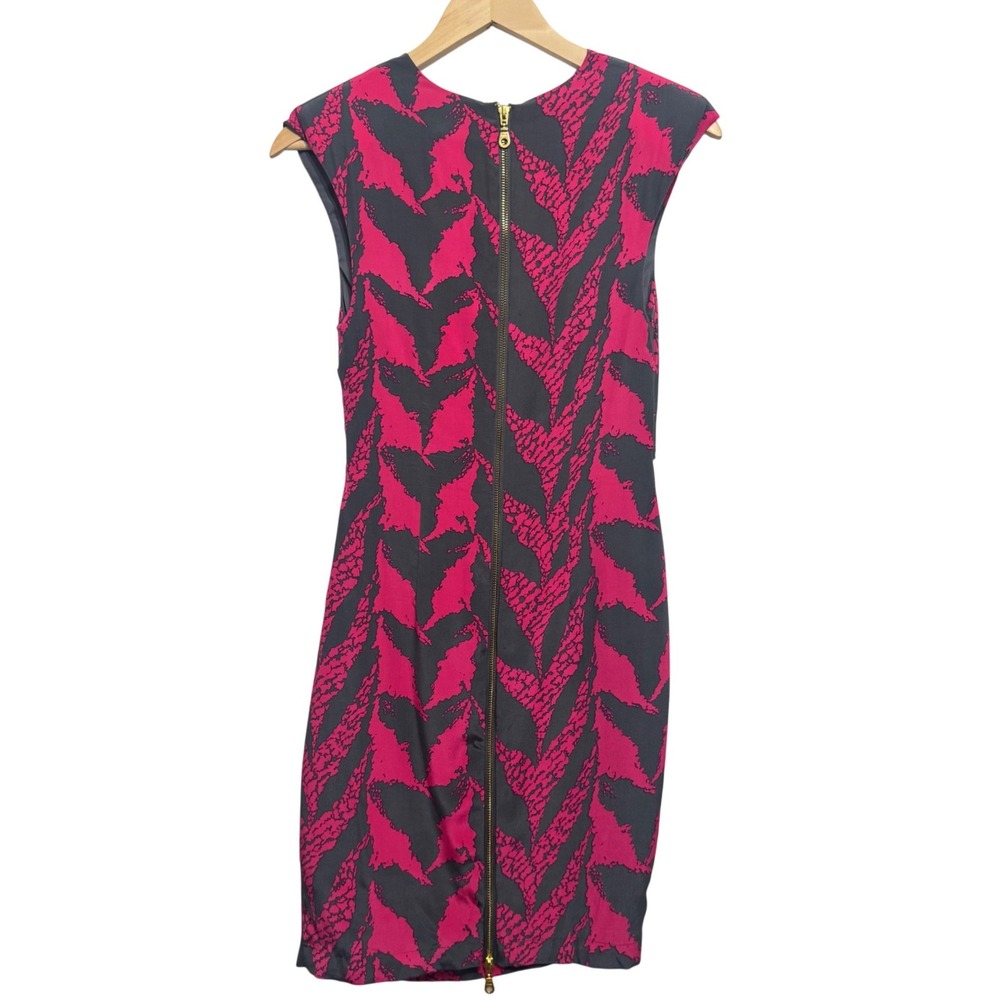 Whistles Silk Abstract Print Sheath Dress Women 2 Pink Grey NWT Cap Sleeve - Picture 3 of 10
